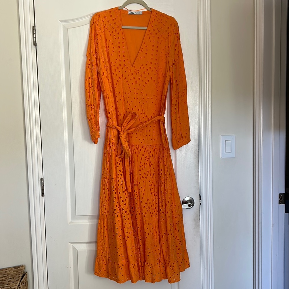 Long sleeve midi length dress from Zara
